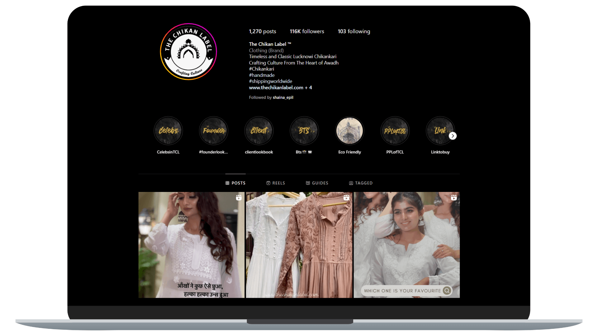 A clothing brand - The Chikan Label promoting and selling its products on Instagram