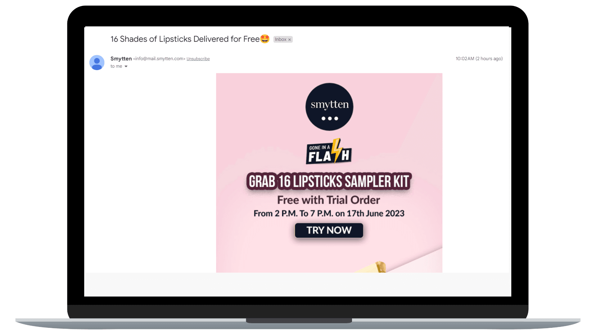 Customer-centric sales email from Smytten where they are offering the best possible deal a customer can ask for