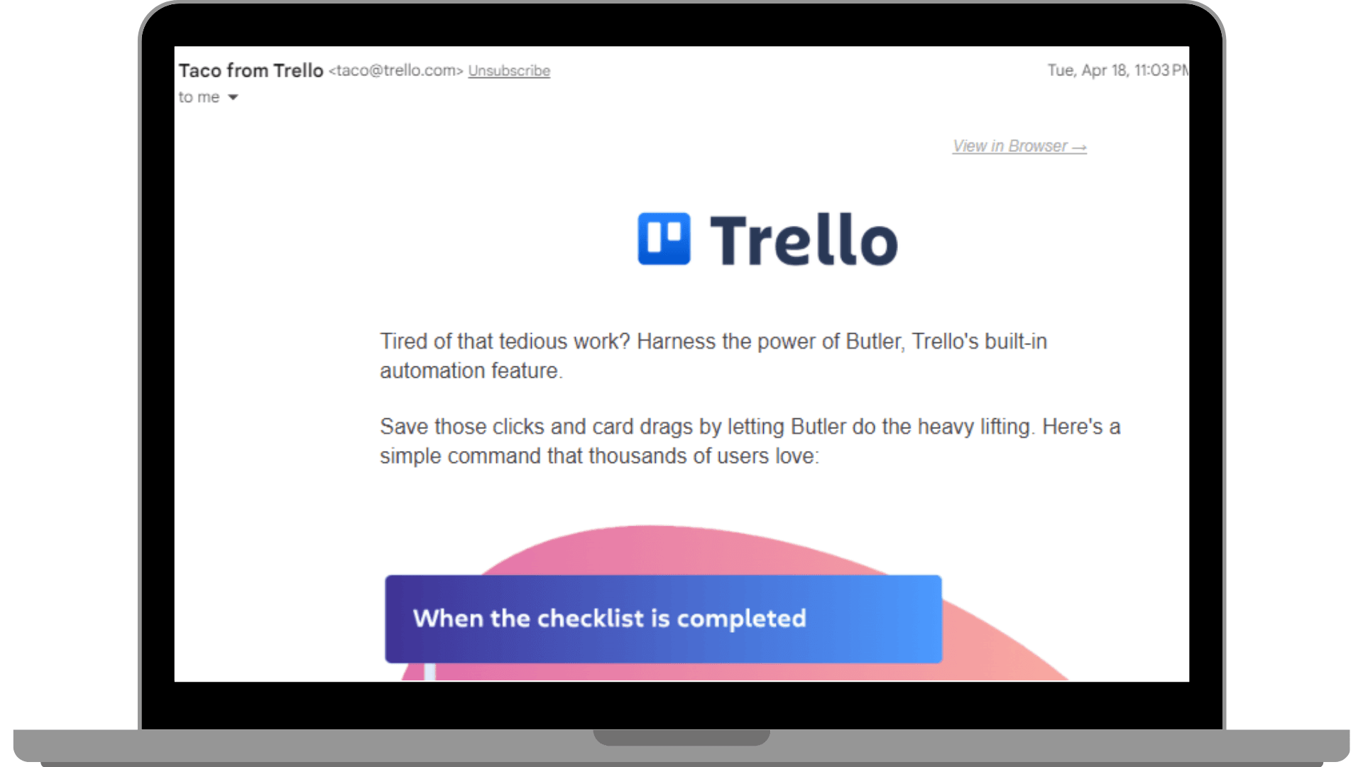 Targeted email sent by Trello.
