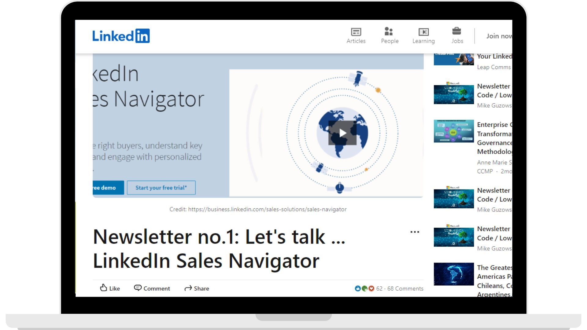 Subscribe to the LinkedIn Navigator Newsletter and stay informed.