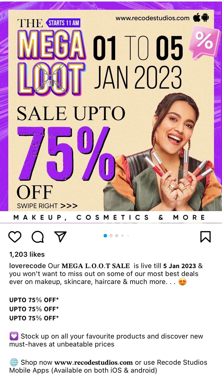 An example of a shoppable post from Recode