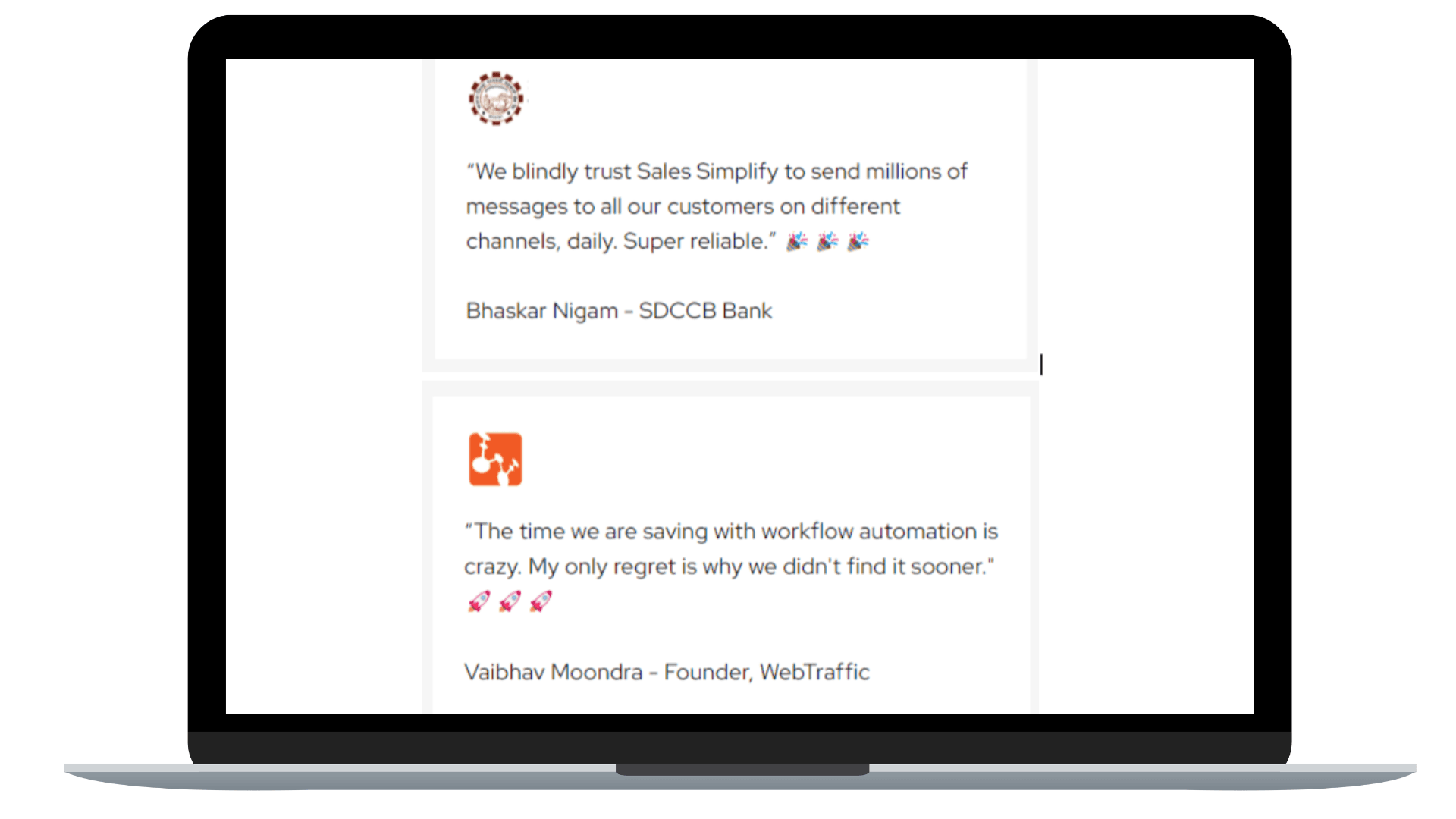 A few customer testimonials for Zixflow.