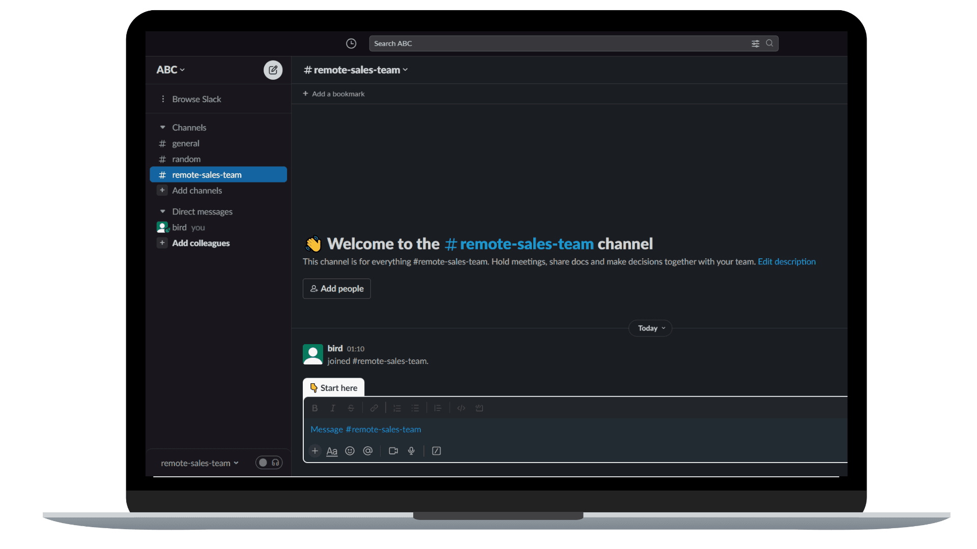 Slack dashboard - manage your remote sales team at a single place.