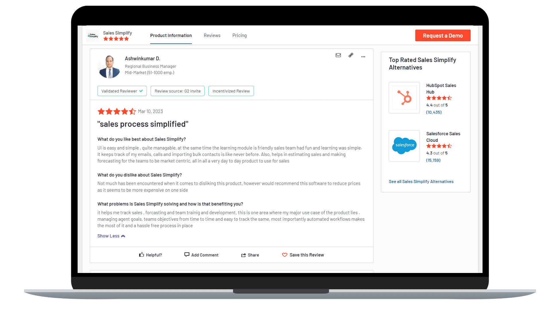 Customer testimonial for Zixflow. Image source: g2.com.