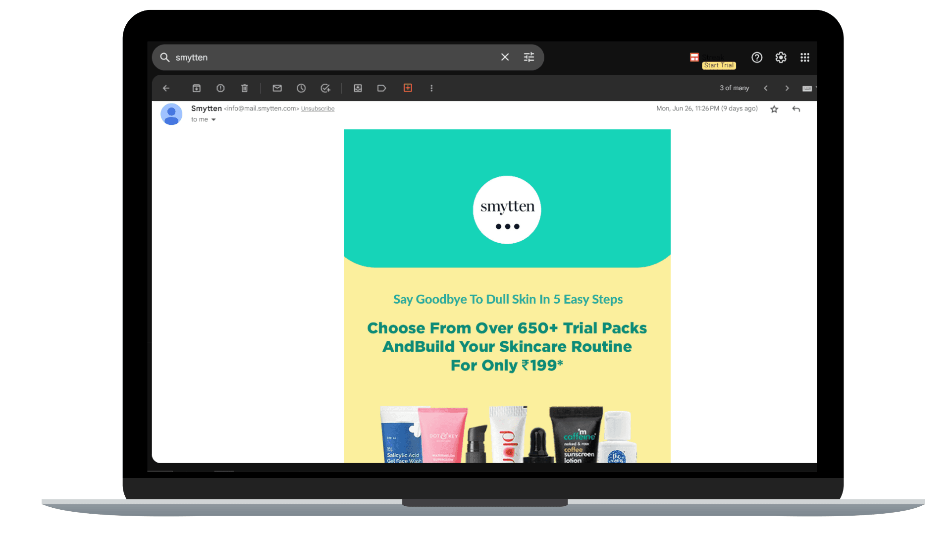 Smytten customizes emails and sends to its customers.