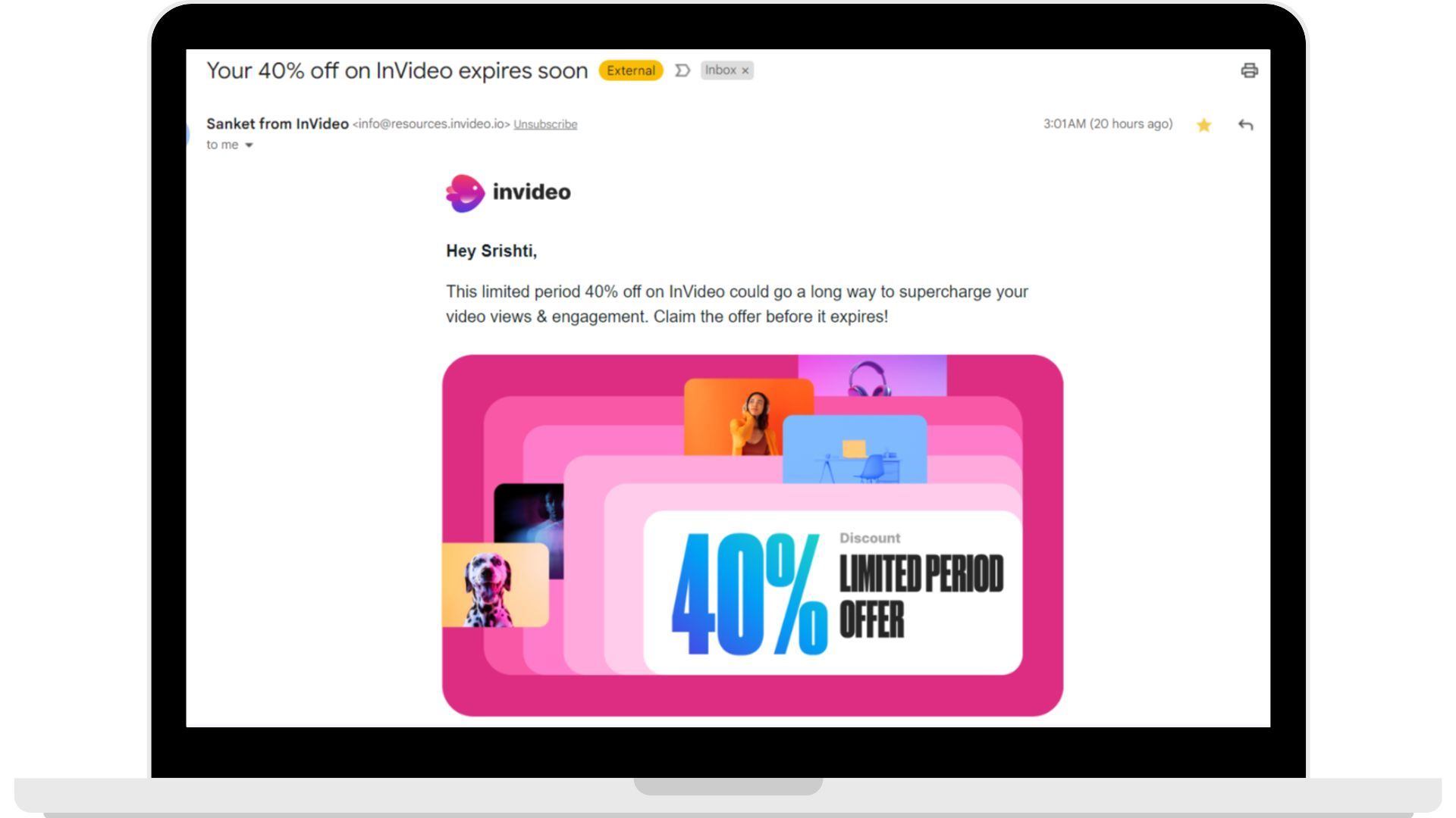 Images, an urgency creating subject line, and personalization. All the elements you need in an email.