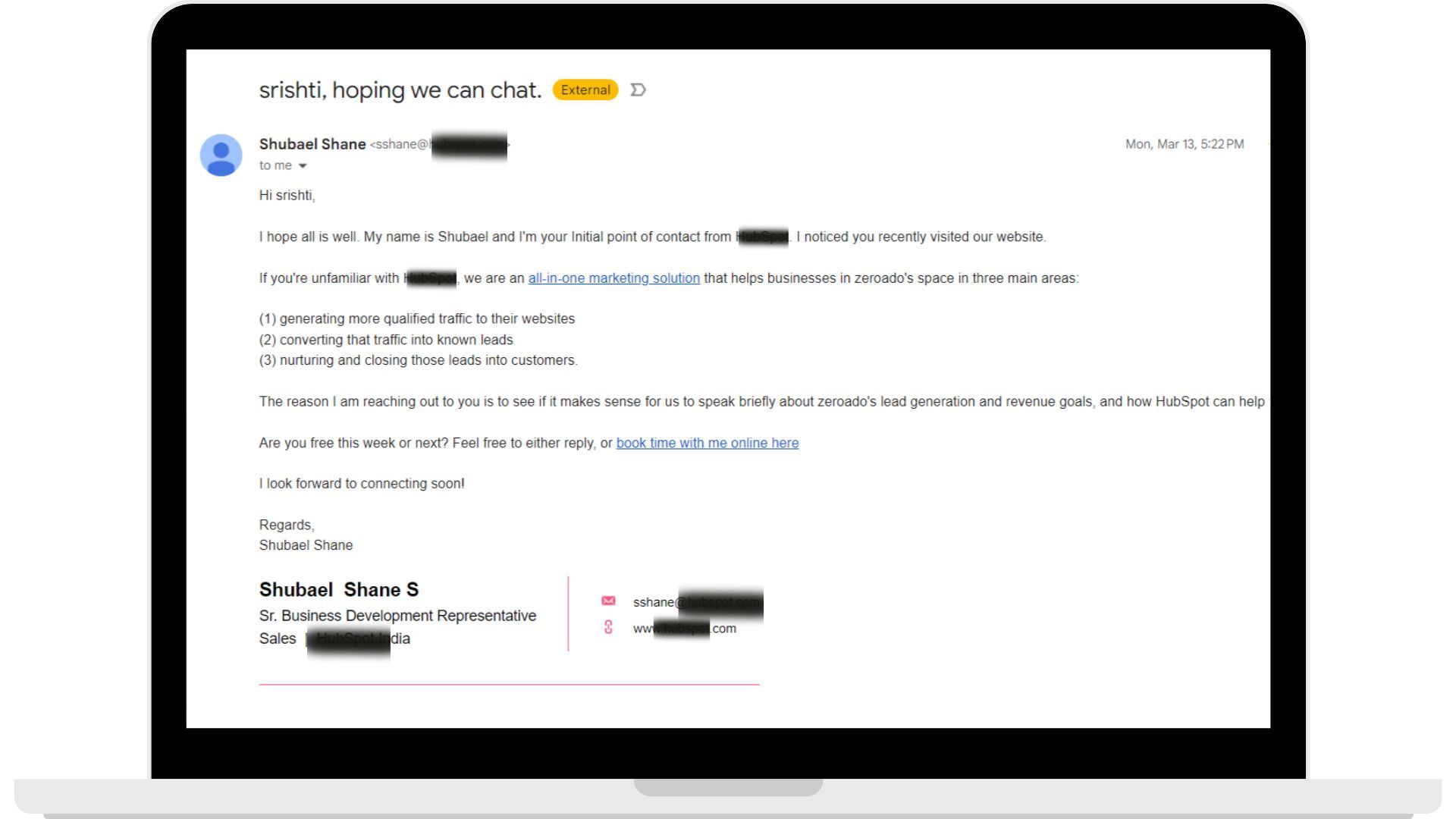 No image, no visual content, no profile picture, and not so engaging subject line. All the things you should not do in an email.