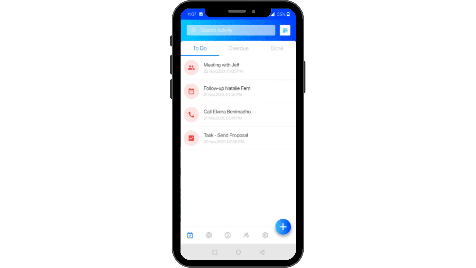Homepage of Zixflow’s mobile app that contains a to-do list to keep track of your tasks.