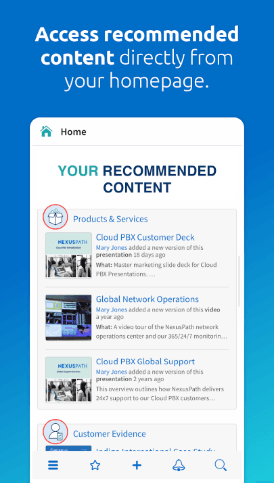 Homepage of Highspot’s mobile application containing details about products and services.