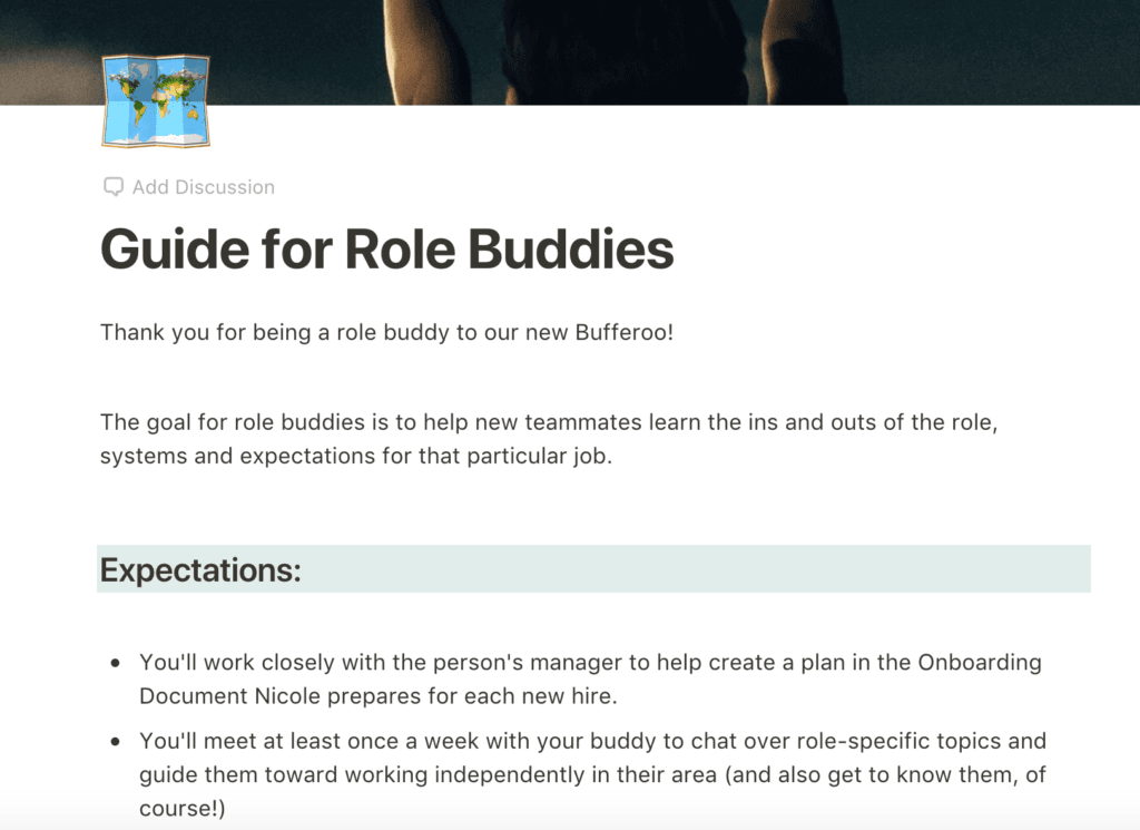 Buffer’s guide for role buddies telling them how to describe the roles and duties to a recruit