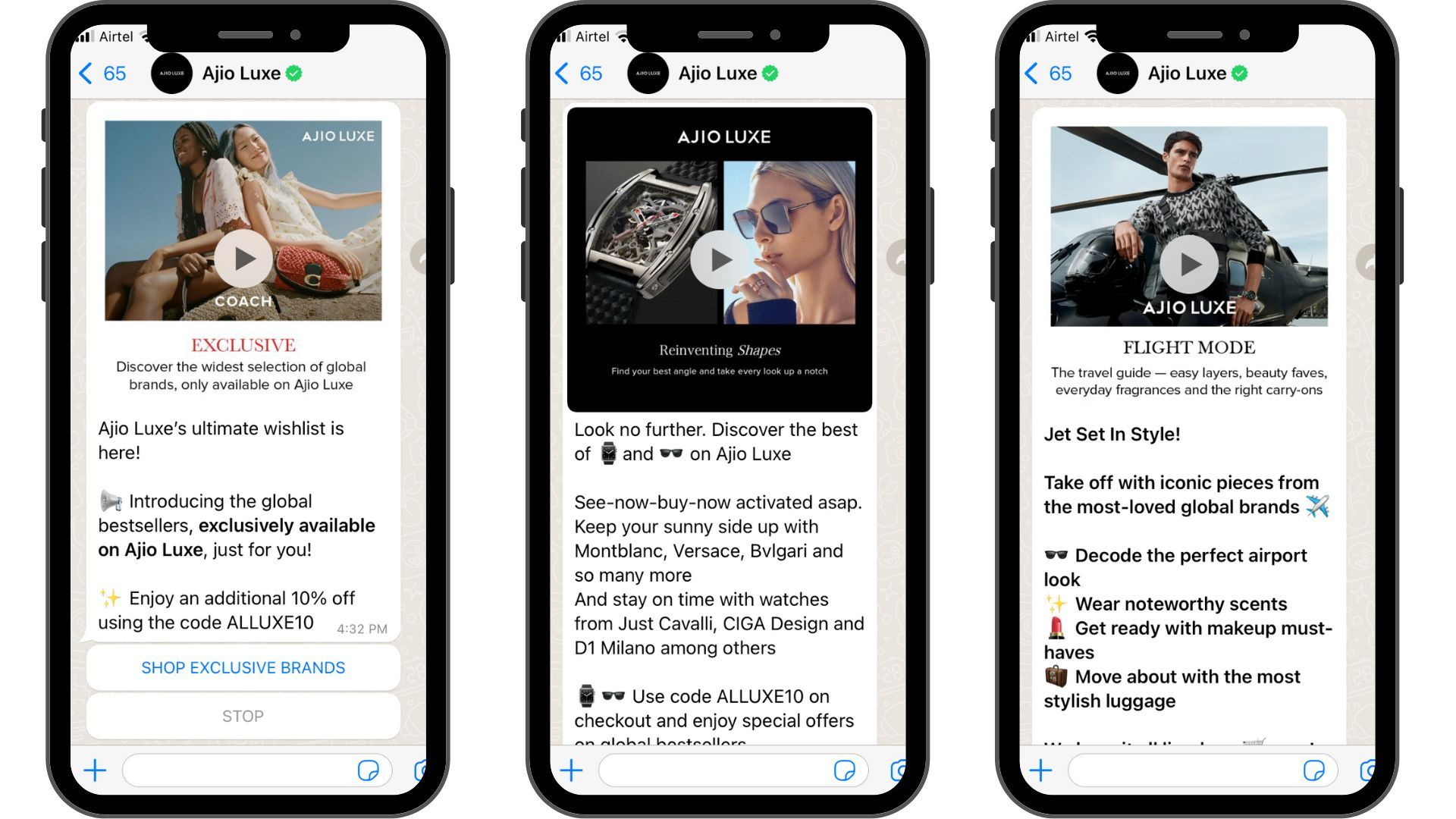 Ajio Luxe understands customer requirements and never fails to attach a visual promo with their texts.