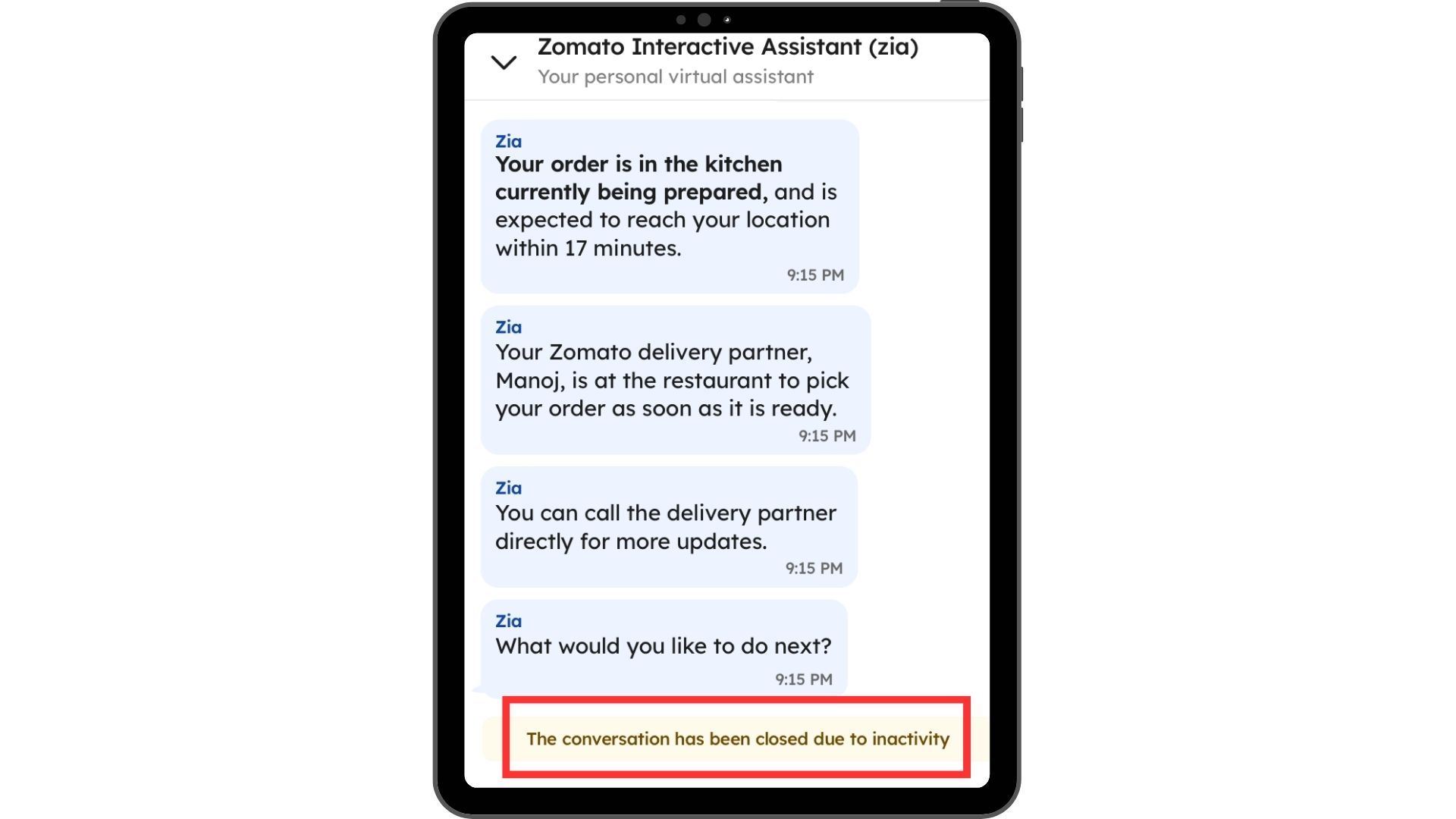 The conversation was closed by the executive because of inactivity from the user for a long time. Typing indicators help you learn about the activity of users.