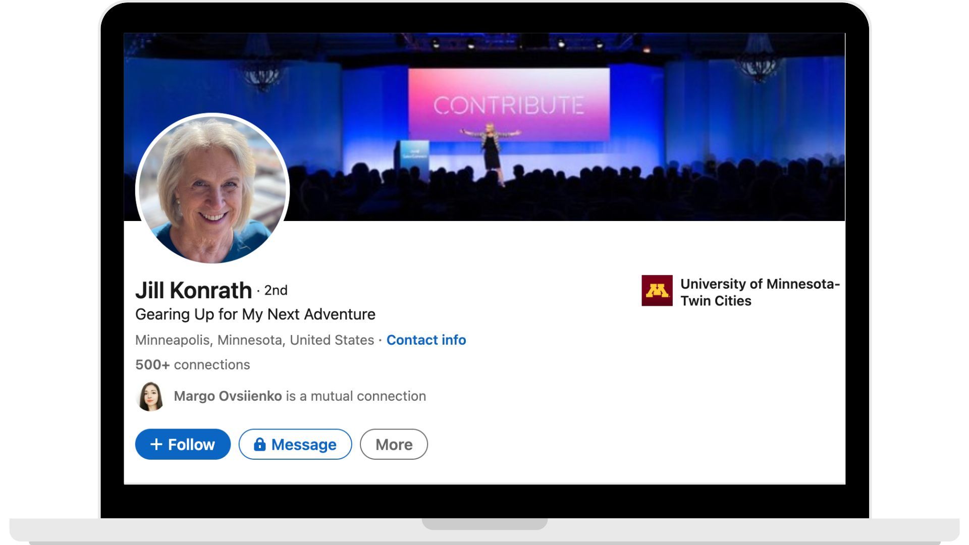 Sales influencer Jill Konrath's Linkedin profile.