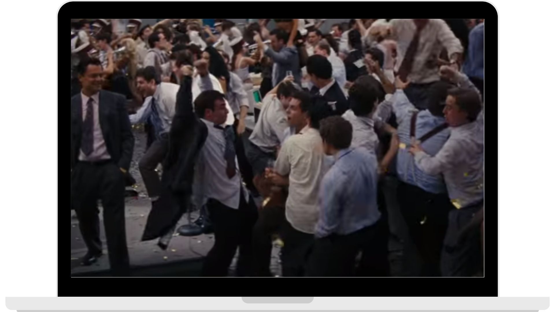 One among many moments of celebration from The Wolf Of Wall Street.