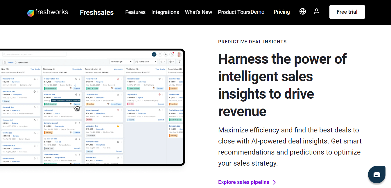 Freshsales, sales pipeline management software.