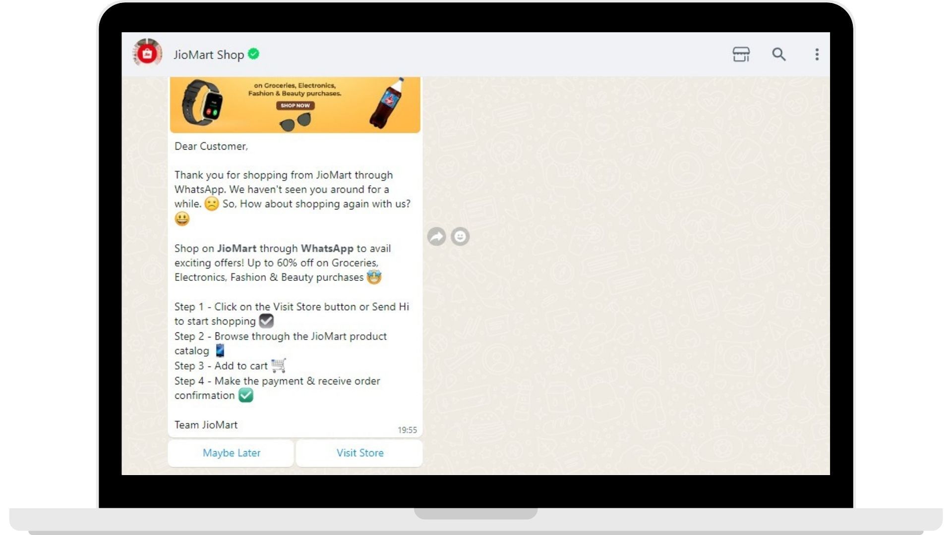 JioMart follows-up to keep customers engaged making sure it does not lose any.