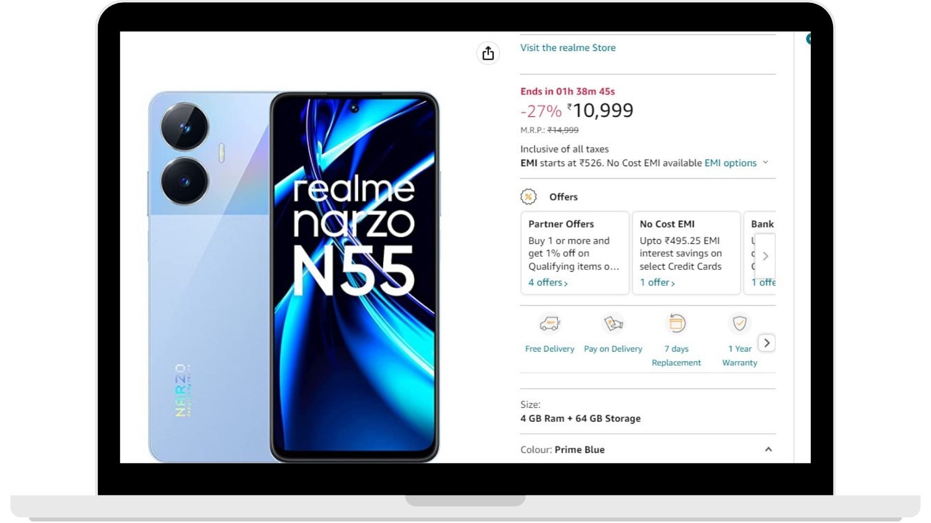 Amazon creates urgency to make customers buy products instantly.