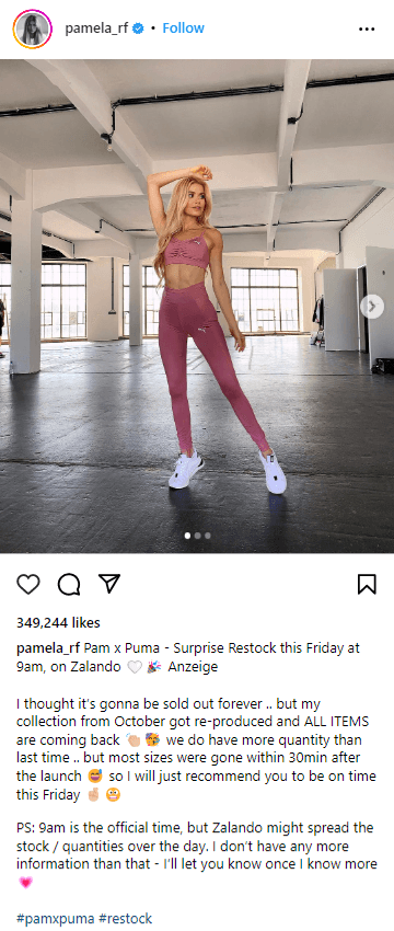 Pamela Reif As a Brand Ambassador of Puma, Pam * Puma