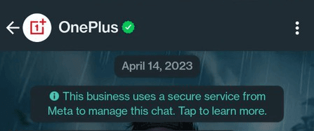 An example of a business account on WhatsApp.