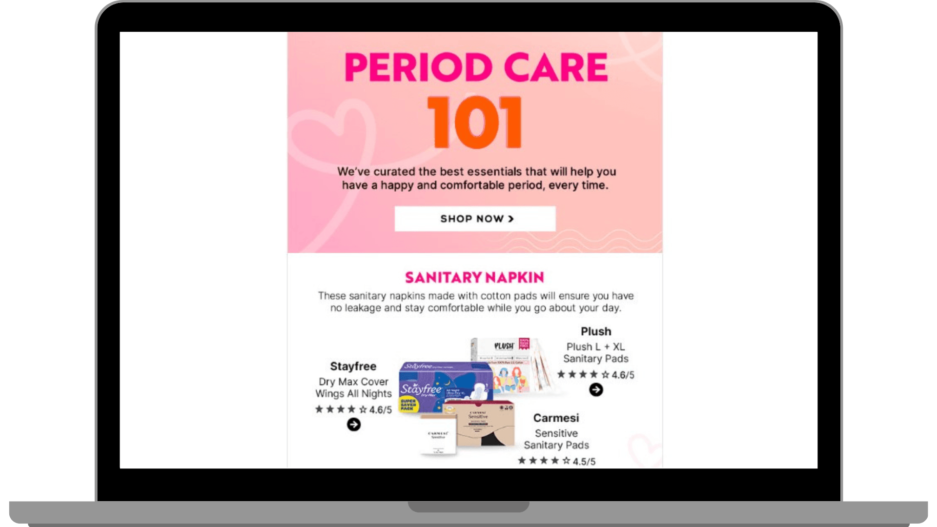 Nykaa Sending Product Announcement Mails on Menstrual Hygiene Day.