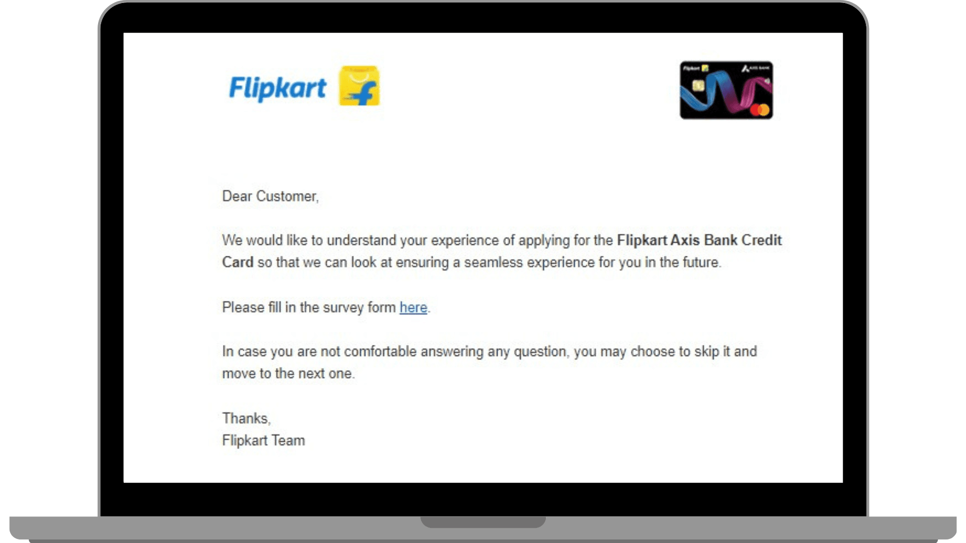 A Feedback Mail From Flipkart.