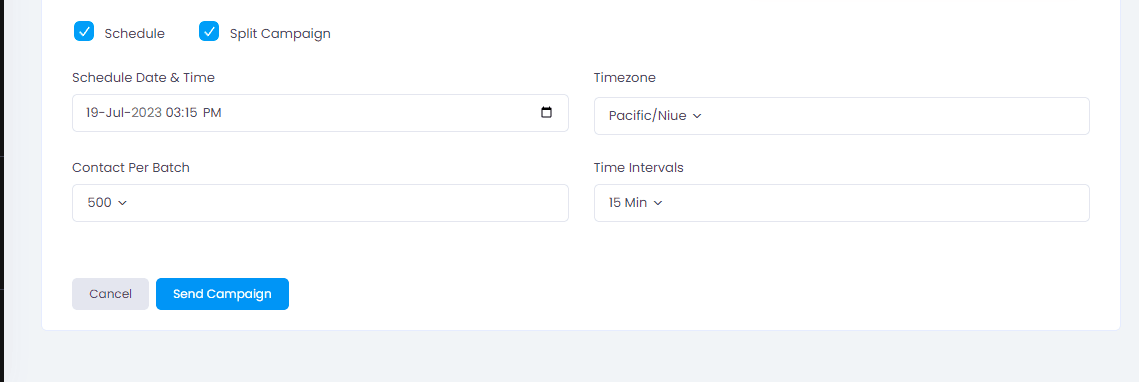 Bulk messaging and date & time settings in Zixflow.