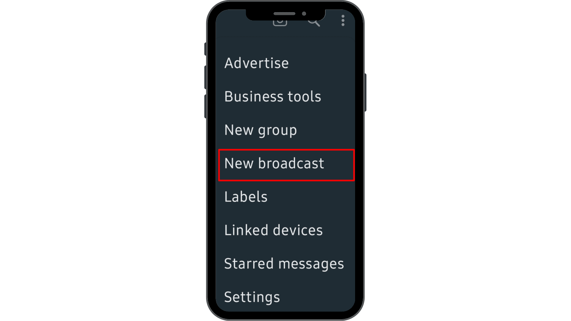 The new broadcast option allows you to create a broadcast list in the WhatsApp Business app.