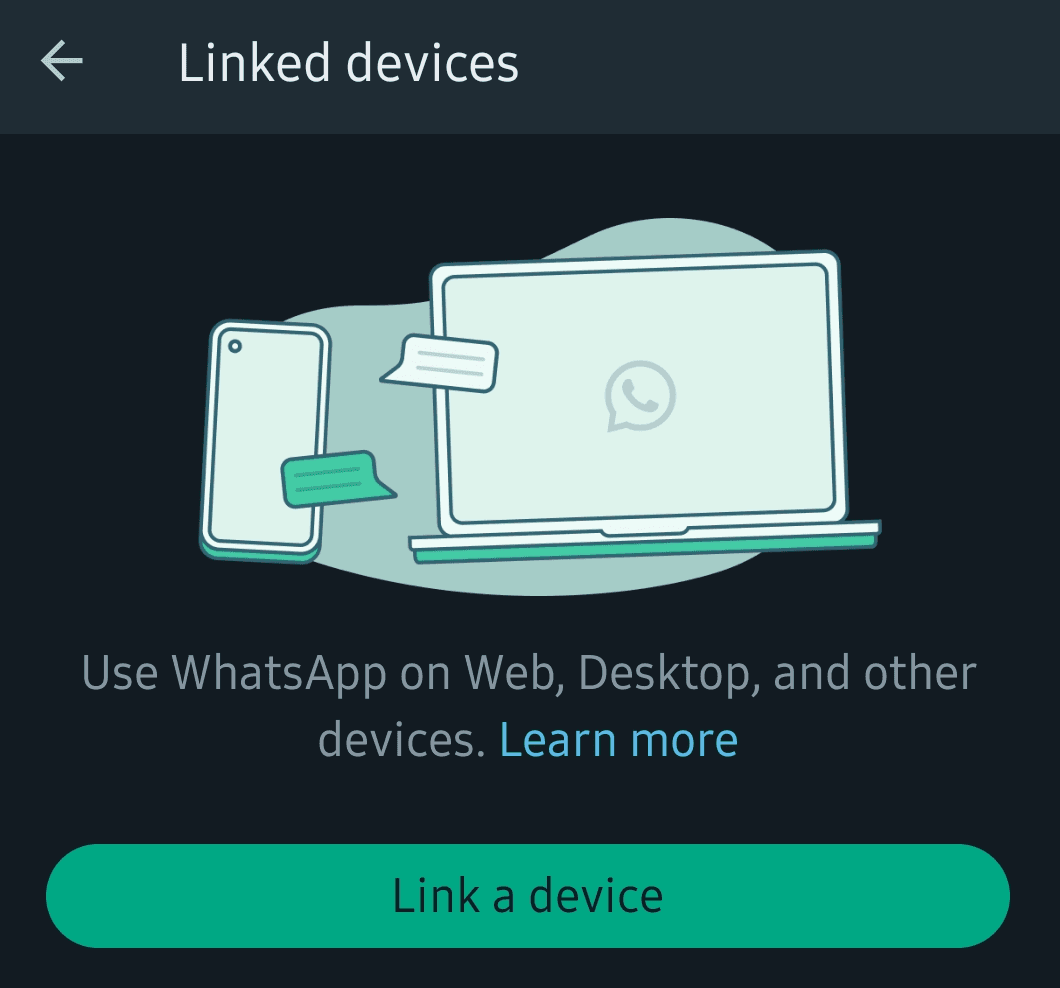 Link a device button in the WhatsApp Business app.