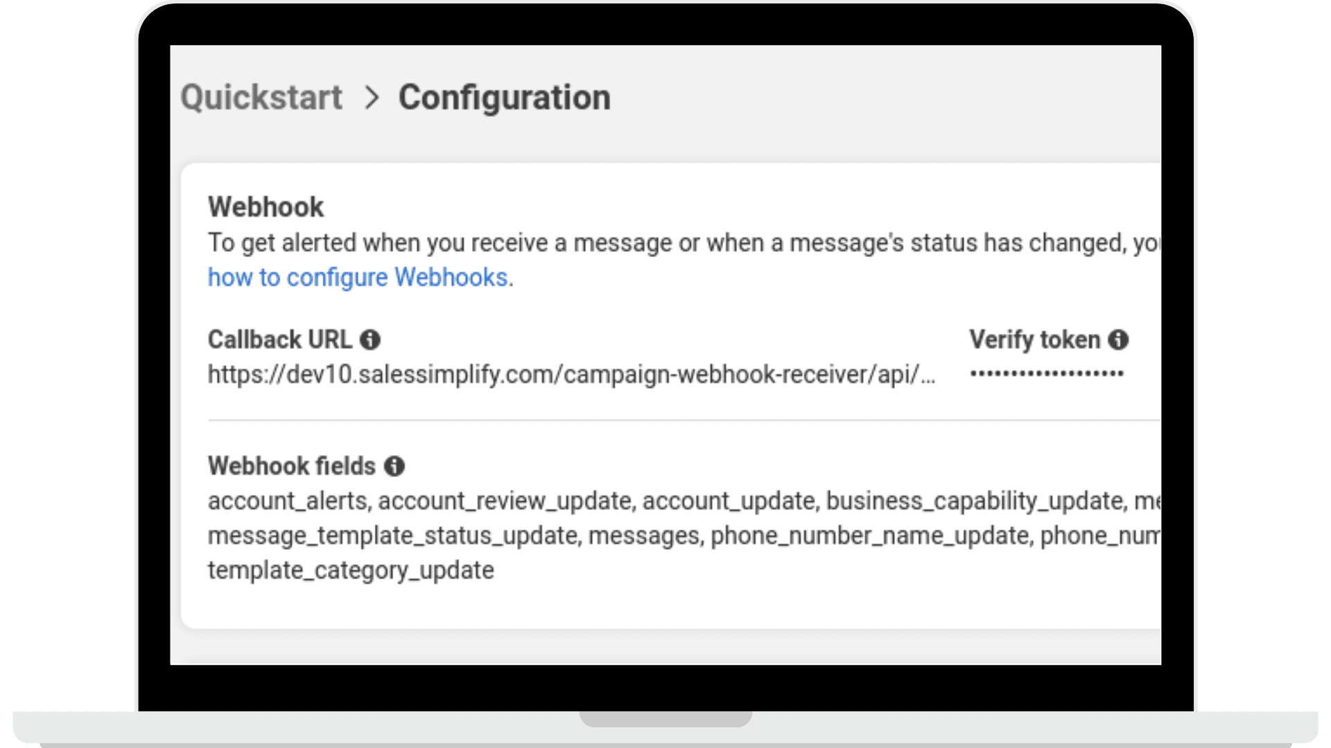WhatsApp Cloud API Webhooks configuration options.