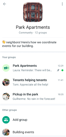 An example of a WhatsApp Community.