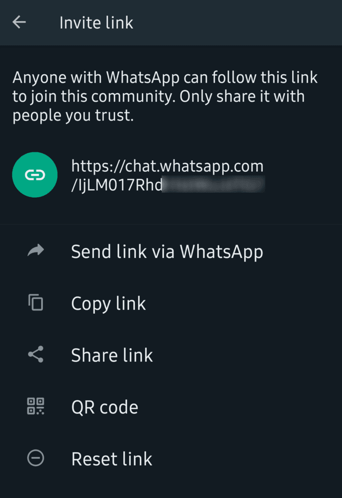 Your community’s unique invitation link that you can share with your audience to invite them to your community.