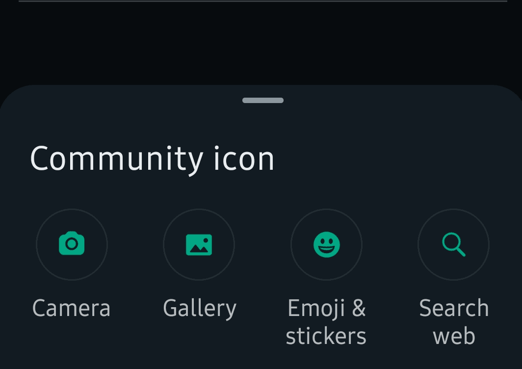 Different ways to add a Community icon in WhatsApp.