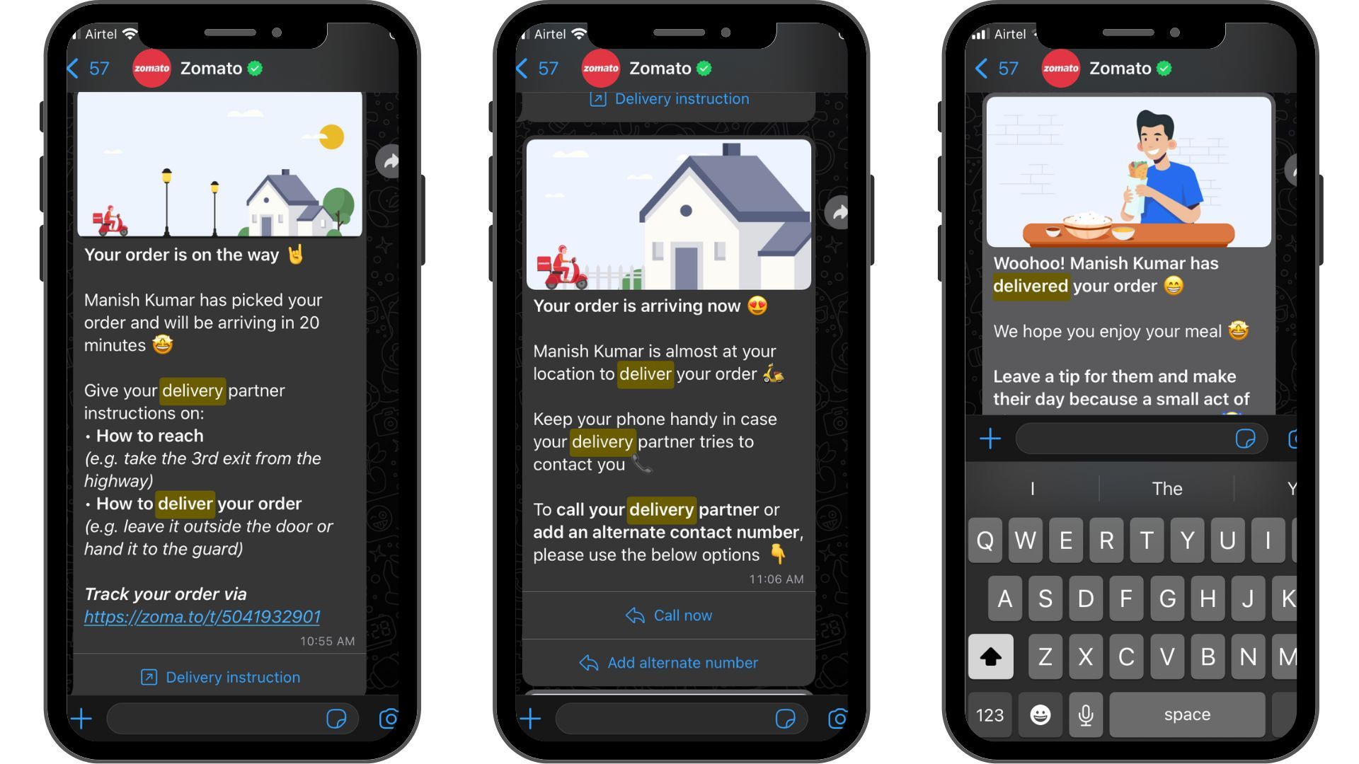 Get an exclusive order delivery experience with Zomato.