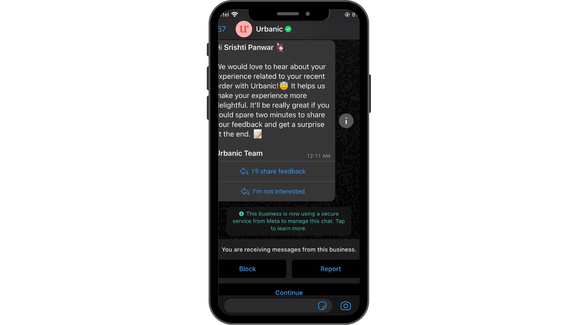 Urbanic is collecting customer feedback with great interactions.