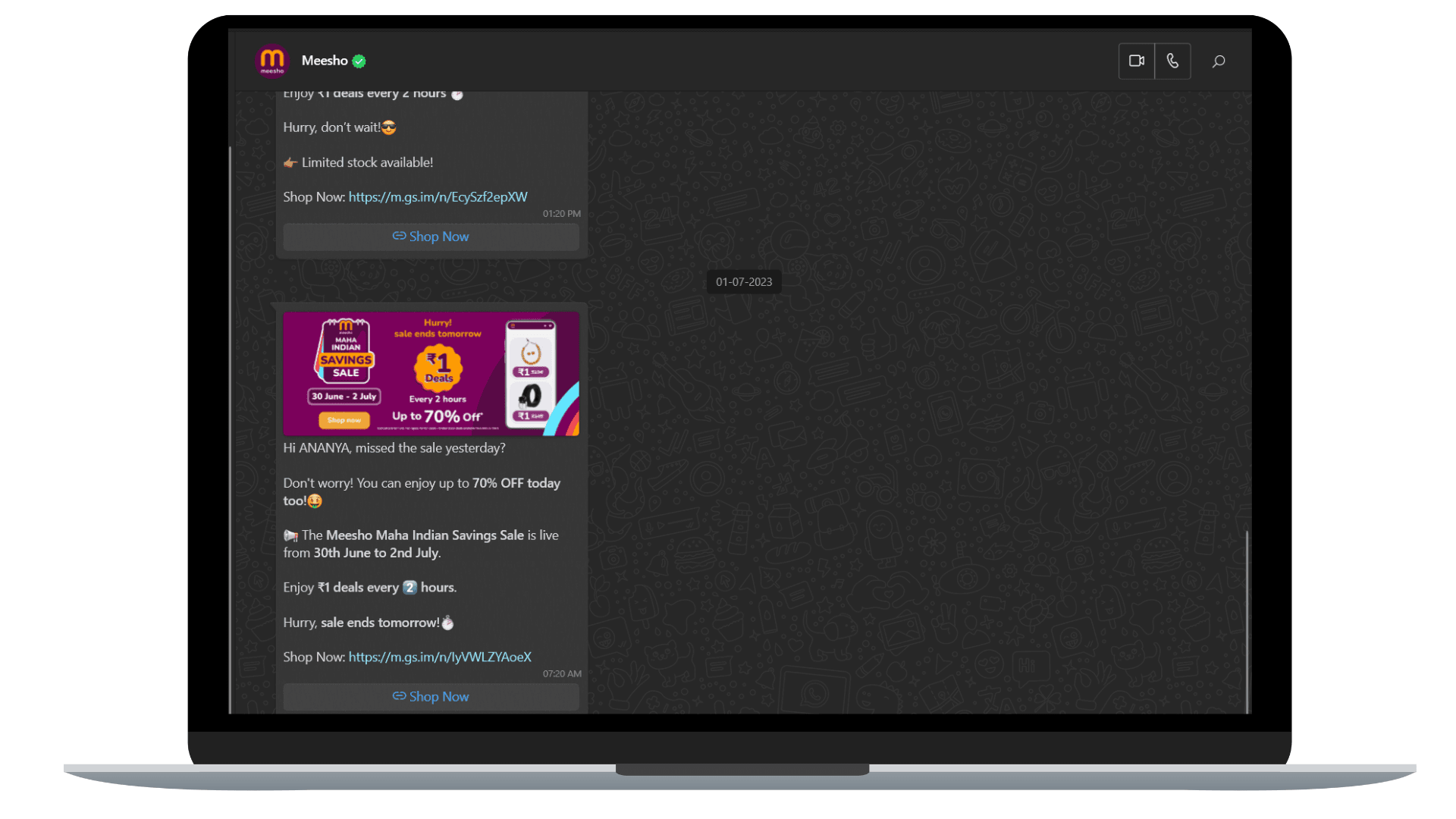 Personalized exclusive discount from Meesho.