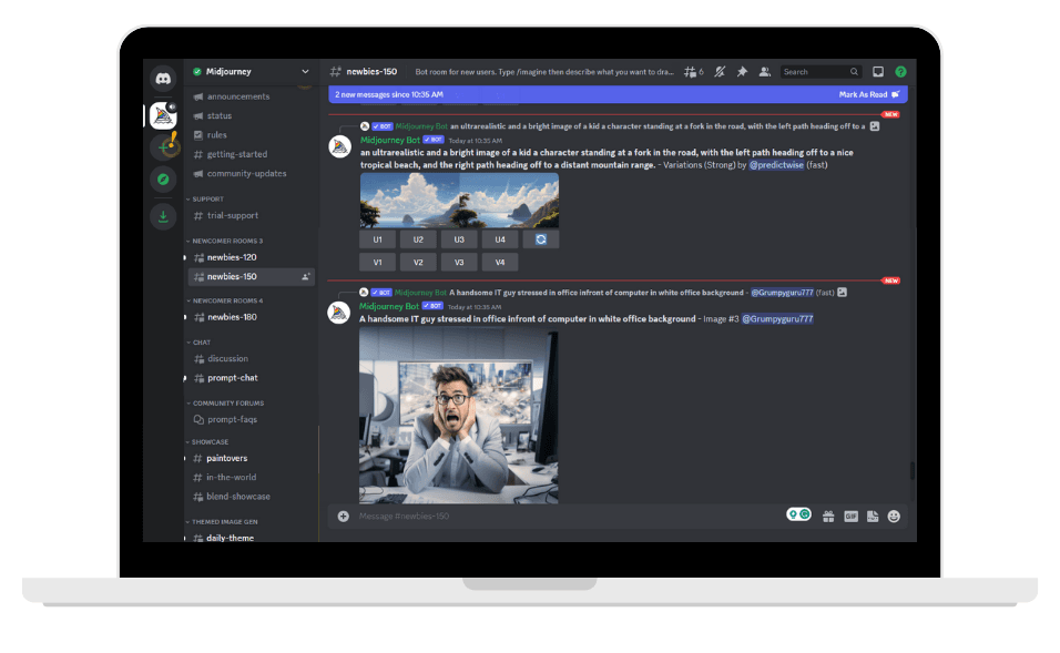 It’s just like a discussion on discord! Join the channel, enter your prompt, and get the image generated.