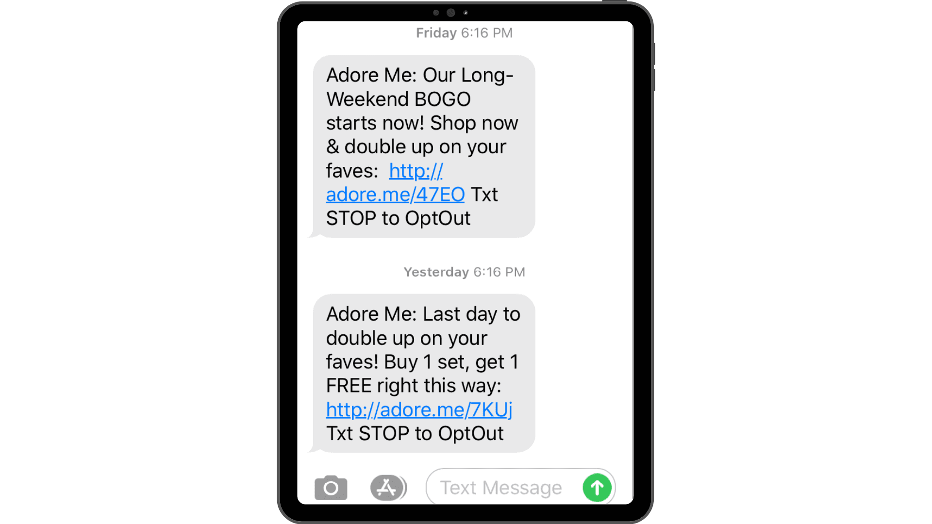 An example of SMS marketing.