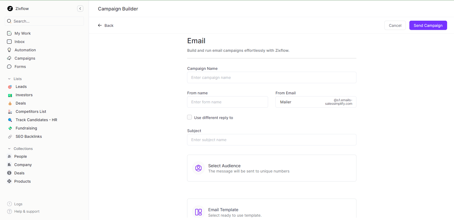 To retain your customers, set email campaigns with Zixflow email campaign builder while applying your B2B sales funnel strategy.