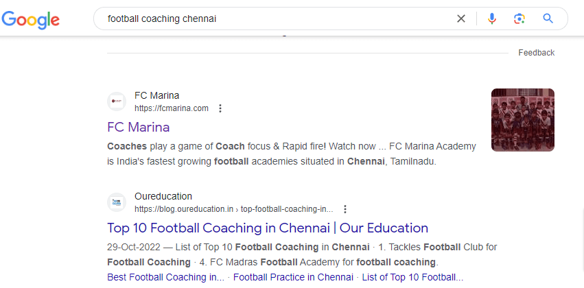 FC Marina uses SEO to rank high in SERP to drive organic traffic to the website.