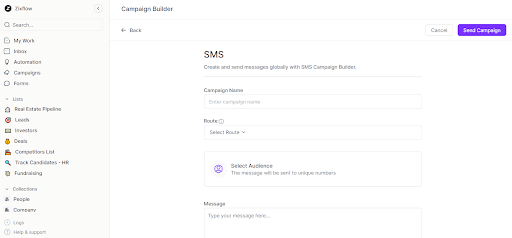 SMS campaign of Zixflow.