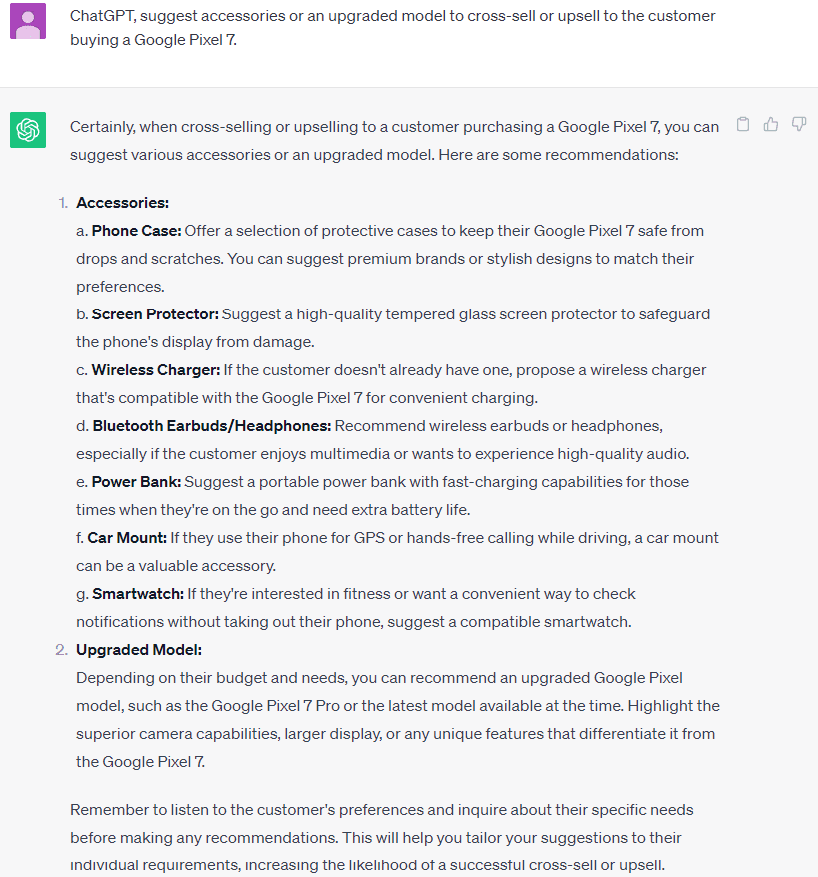 Make cross-selling and upselling easier with ChatGPT