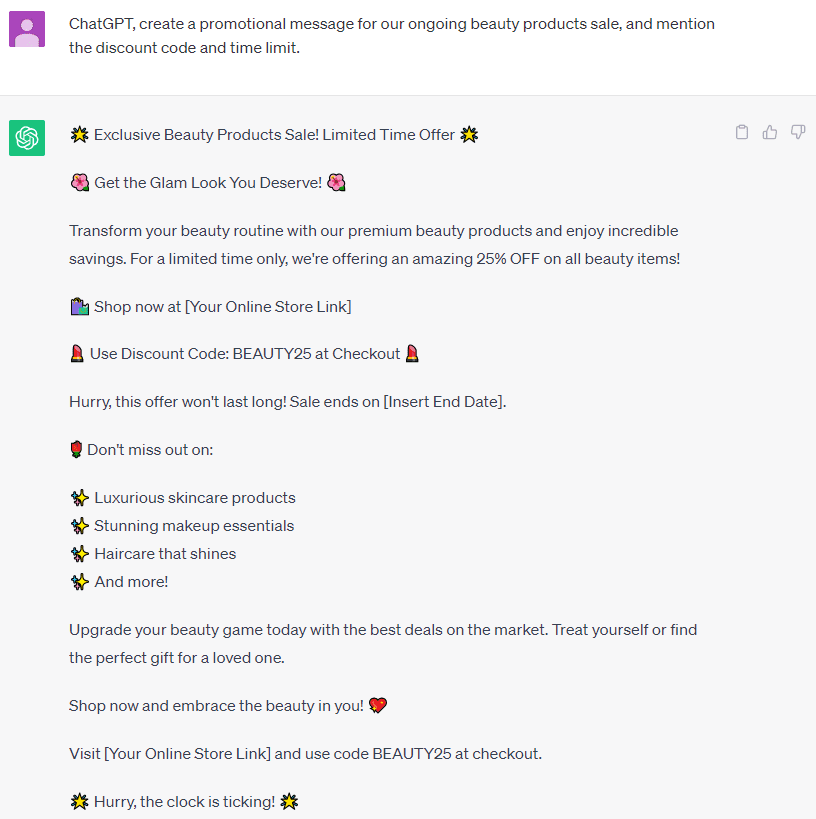 Boost sales with promotions and discounts and get ChatGPT to do the heavy lifting for you