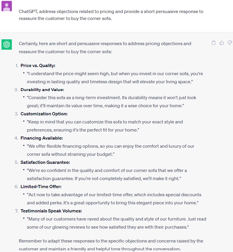 Efficiently handle objections with ChatGPT and get those conversions up!