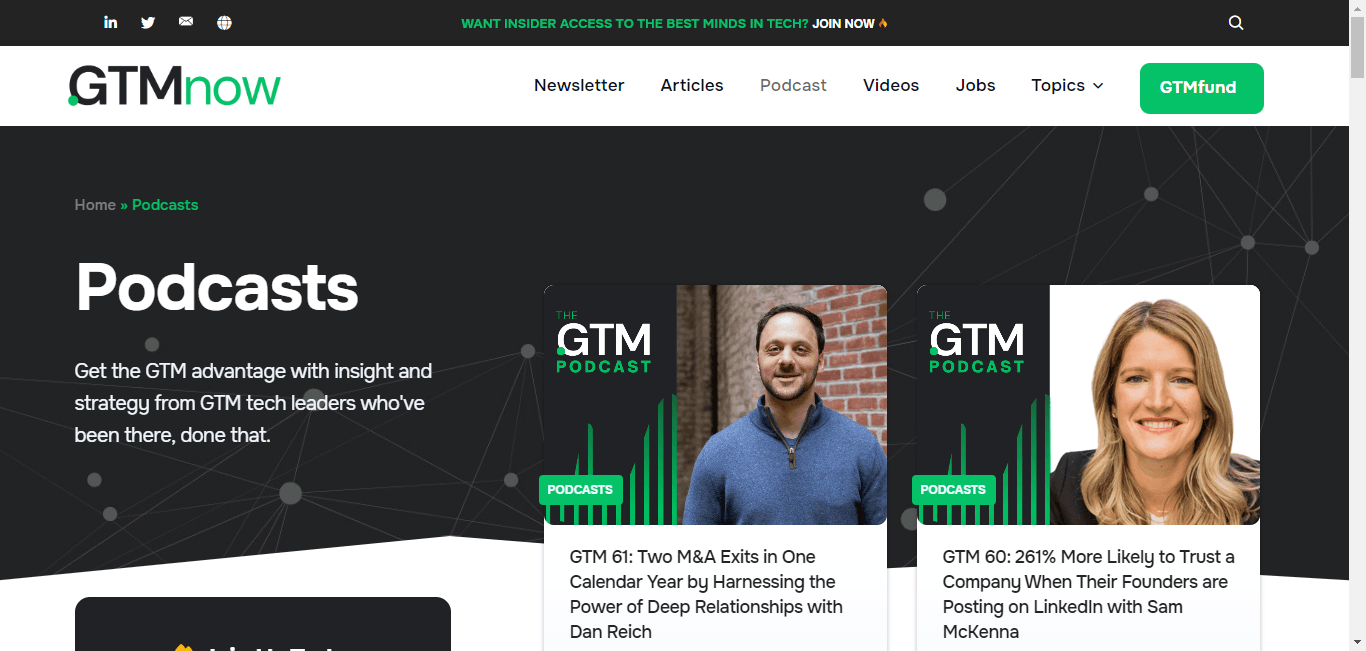 GTMnow sales engagement podcast. (Source)