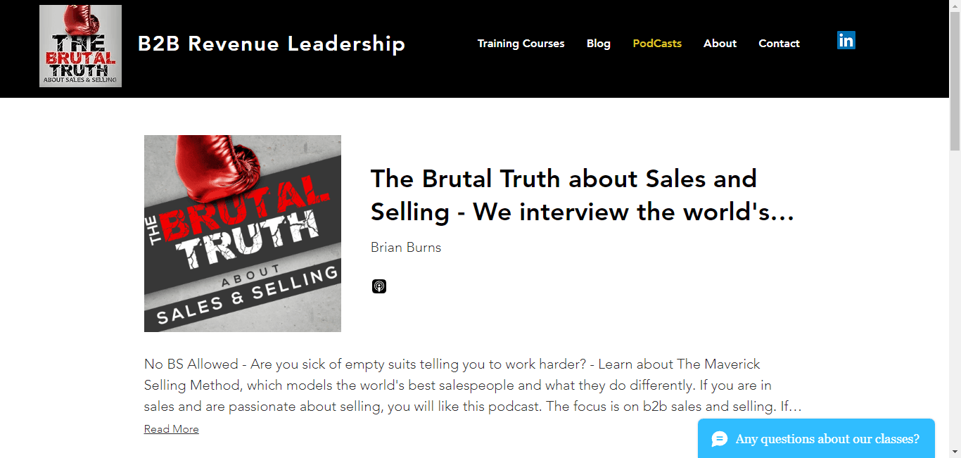 The Brutal Truth About Sales & Selling, one of the best sales engagement podcasts. (Source)