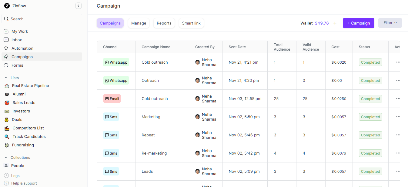 Send personalized messages to customers with Zixflow campaign builder.