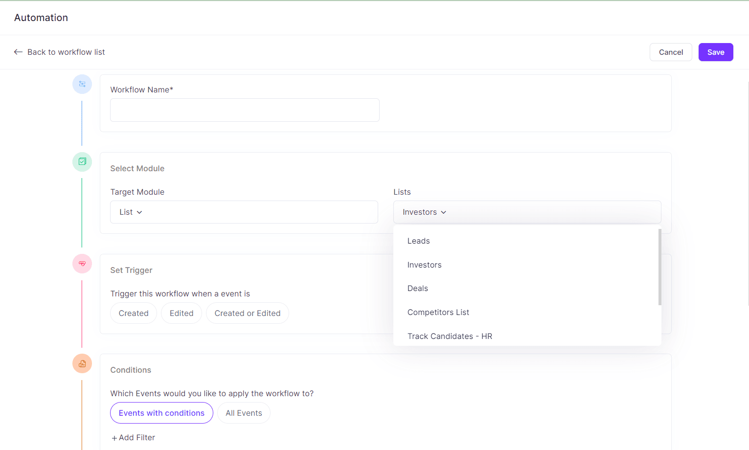 The workflow automation feature of Zixflow lets you automate time-consuming tasks.