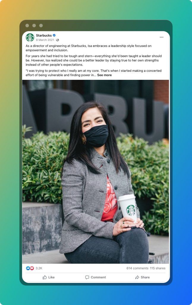 On Facebook, Starbucks shows they care about their team. (Source)