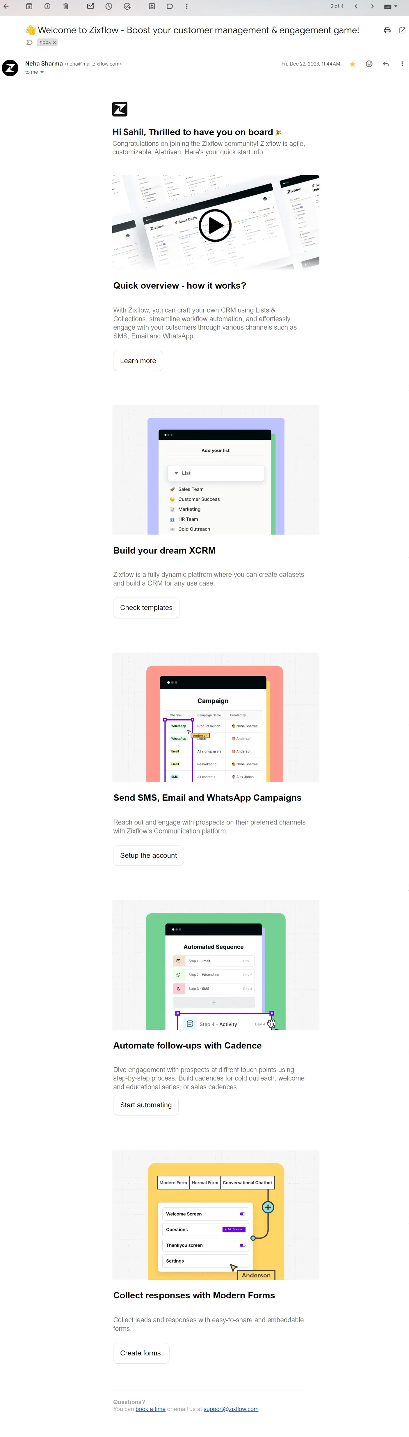 6659b73af039987616d507a5_An example of a welcome email from Zixflow.webp