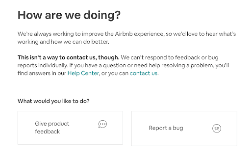 Airbnb customer survey to understand the needs of its customers. (Source)